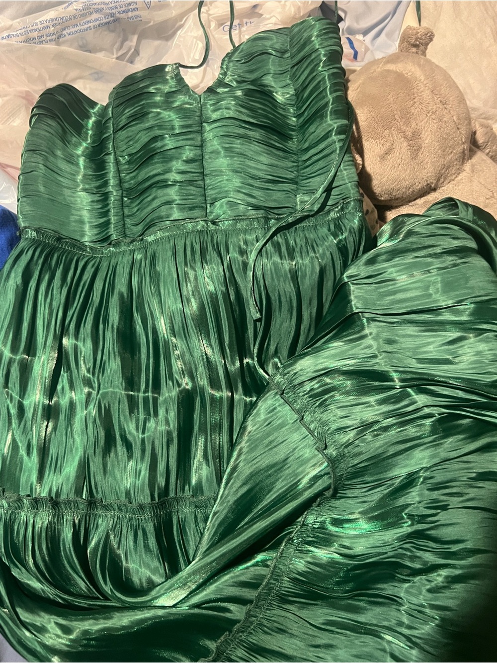 O. P. T. East Midi Dress Green Ruched Tie Front Halter Size Small - Picture 11 of 13